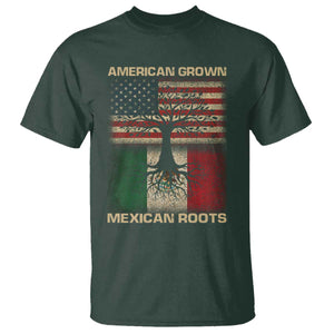 American Grown Mexican Roots T Shirt Retro Mexico America Flag TS10 Dark Forest Green Print Your Wear