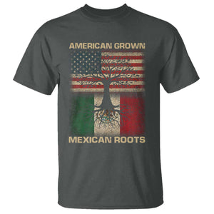 American Grown Mexican Roots T Shirt Retro Mexico America Flag TS10 Dark Heather Print Your Wear