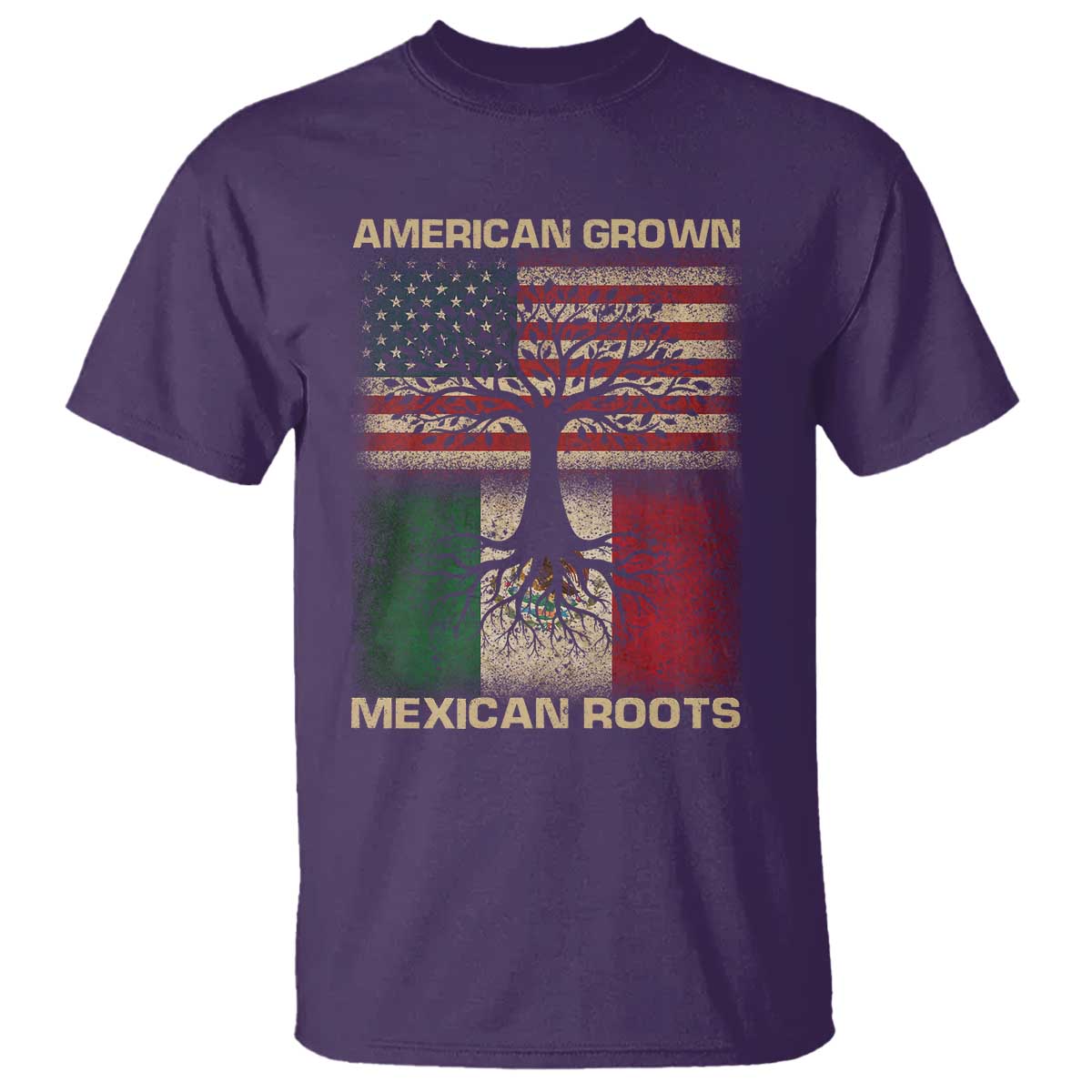 American Grown Mexican Roots T Shirt Retro Mexico America Flag TS10 Purple Print Your Wear