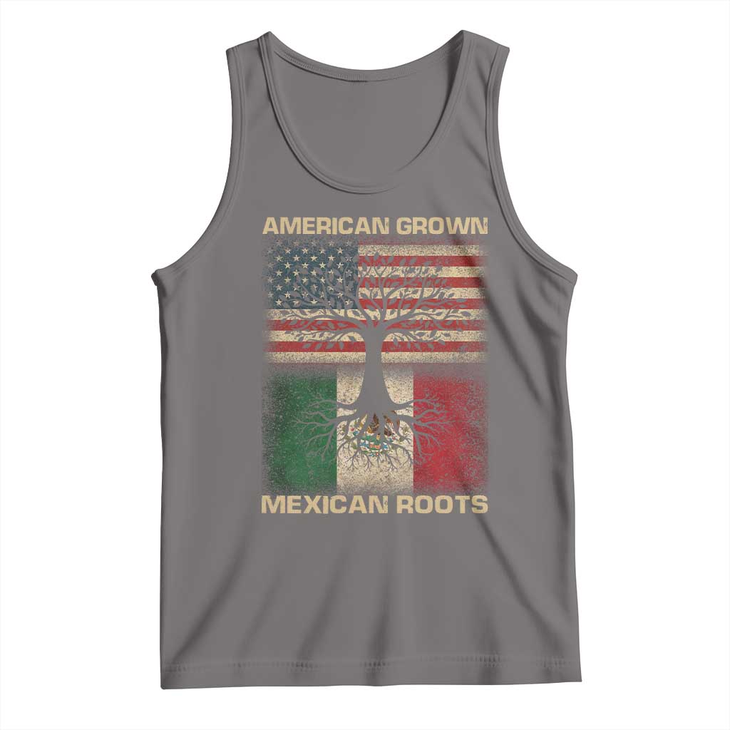 American Grown Mexican Roots Tank Top Retro Mexico America Flag TS10 Deep Heather Print Your Wear