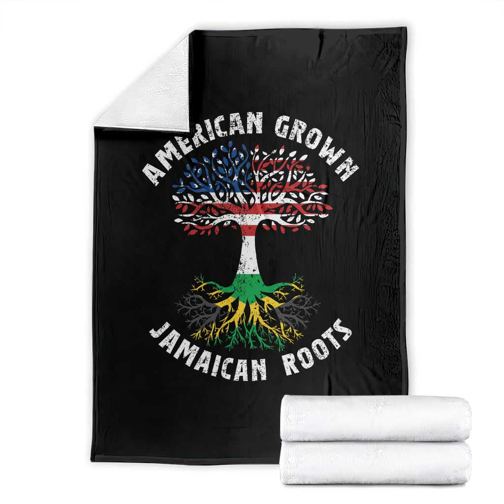 American Grown Jamaican Roots Throw Blanket Retro USA Jamaica Flag TS10 Black Print Your Wear