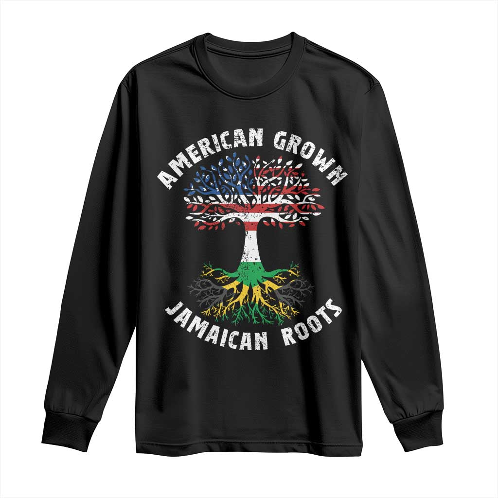 American Grown Jamaican Roots Long Sleeve Shirt Retro USA Jamaica Flag TS10 Black Print Your Wear