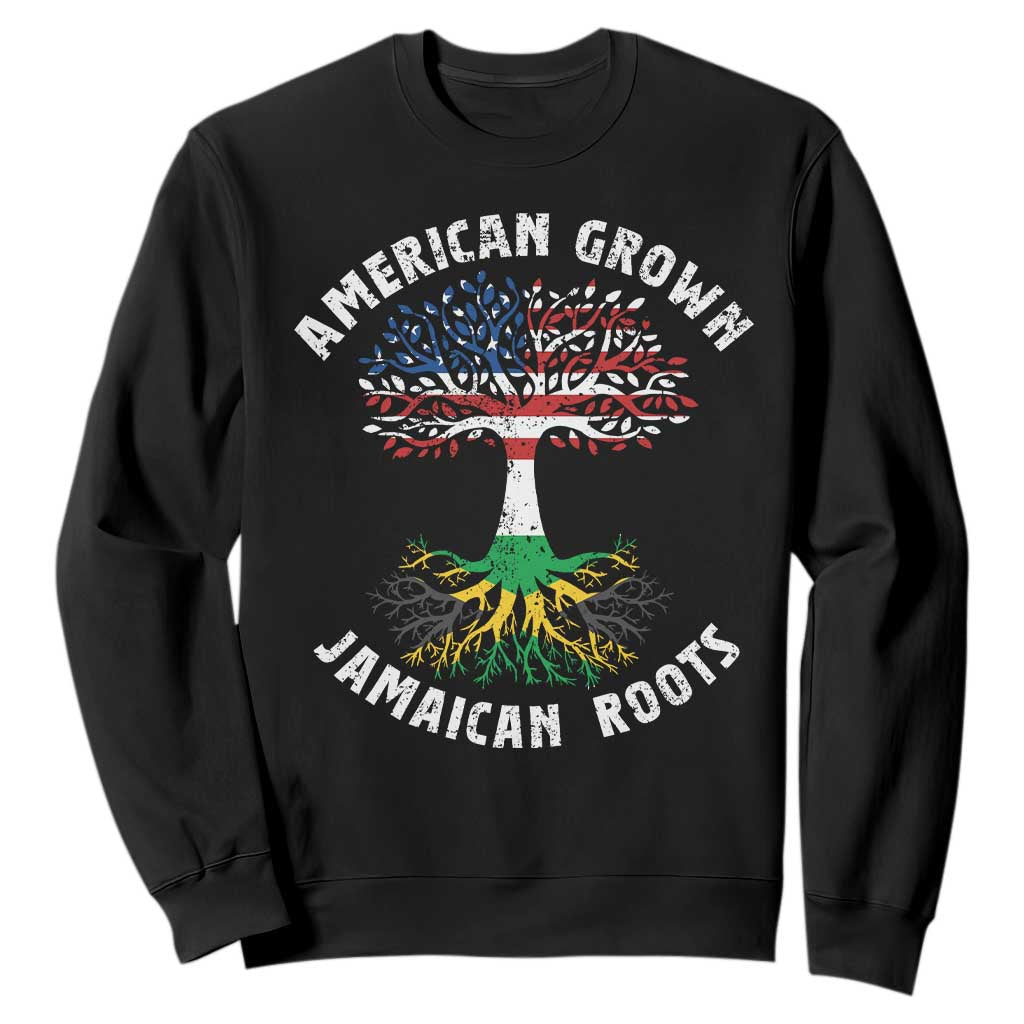 American Grown Jamaican Roots Sweatshirt Retro USA Jamaica Flag TS10 Black Print Your Wear