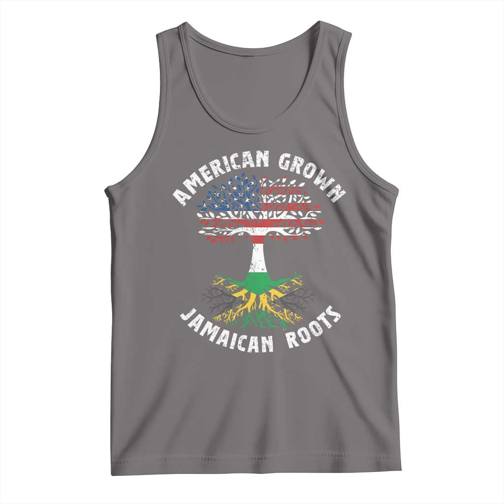 American Grown Jamaican Roots Tank Top Retro USA Jamaica Flag TS10 Deep Heather Print Your Wear
