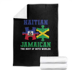 Haitian Jamaican Roots Throw Blanket Haiti Jamaica Combo Puzzle TS10 Black Print Your Wear