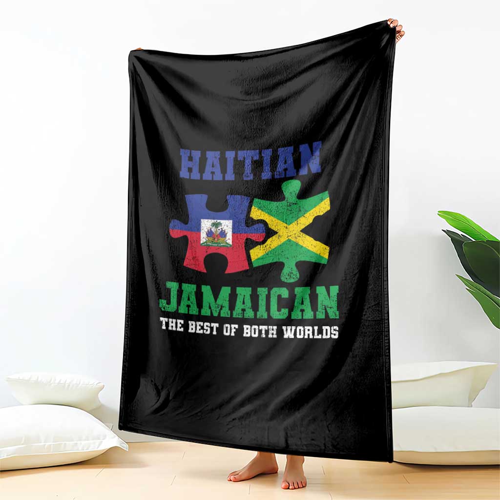 Haitian Jamaican Roots Throw Blanket Haiti Jamaica Combo Puzzle TS10 Print Your Wear