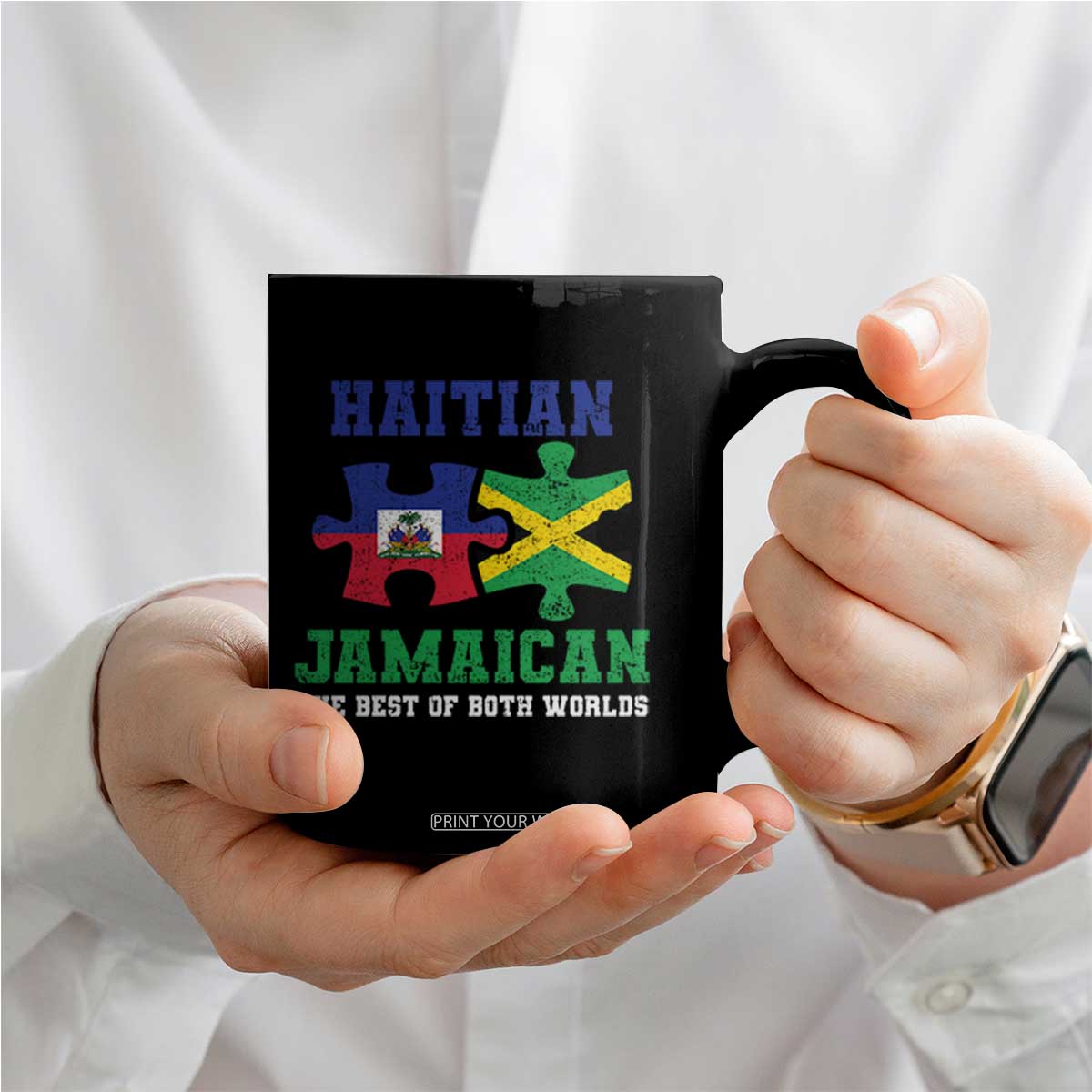 Haitian Jamaican Roots Coffee Mug Haiti Jamaica Combo Puzzle TS10 Print Your Wear