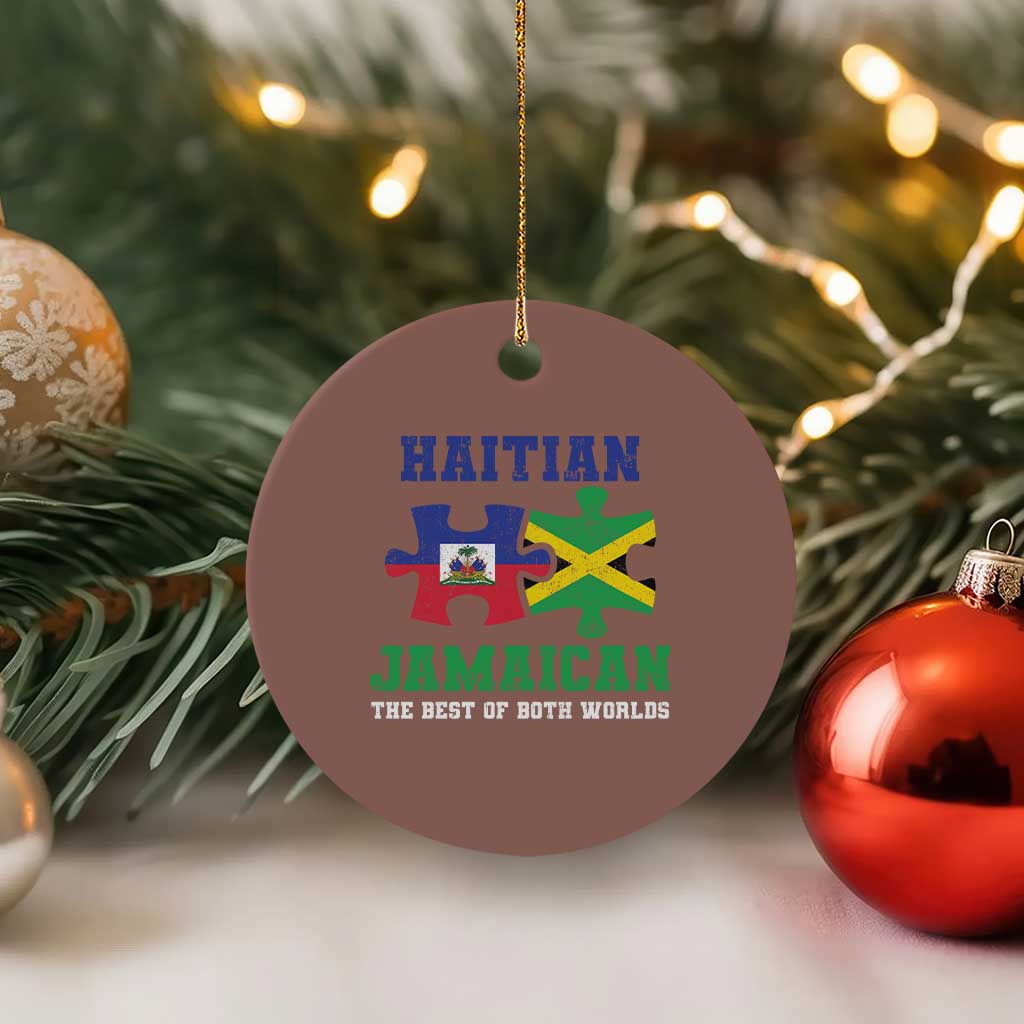 Haitian Jamaican Roots Ceramic Ornament Haiti Jamaica Combo Puzzle TS10 1pc Mocha Print Your Wear