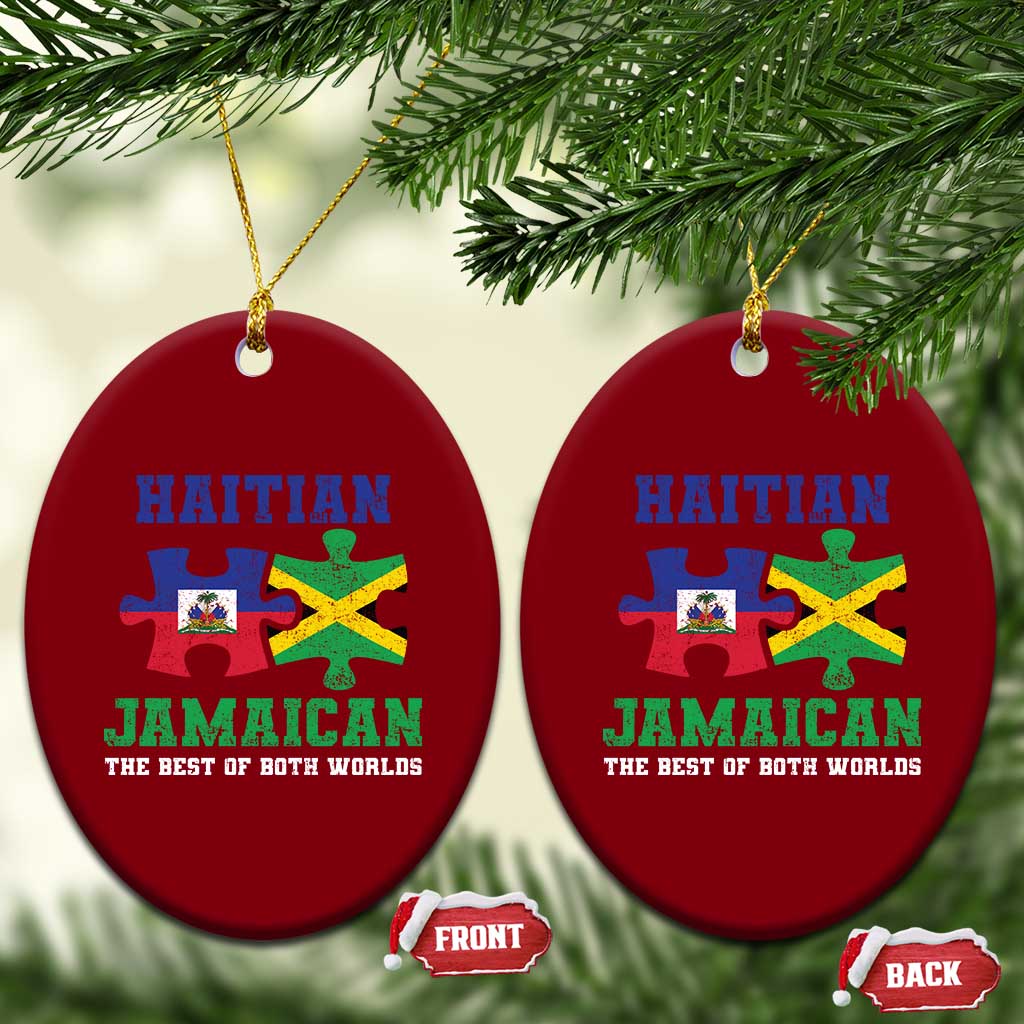 Haitian Jamaican Roots Ceramic Ornament Haiti Jamaica Combo Puzzle TS10 Print Your Wear
