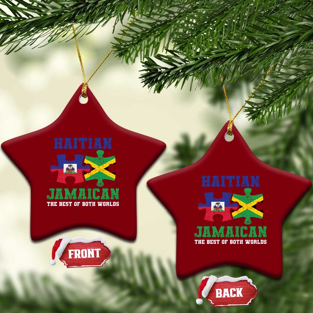 Haitian Jamaican Roots Ceramic Ornament Haiti Jamaica Combo Puzzle TS10 Print Your Wear