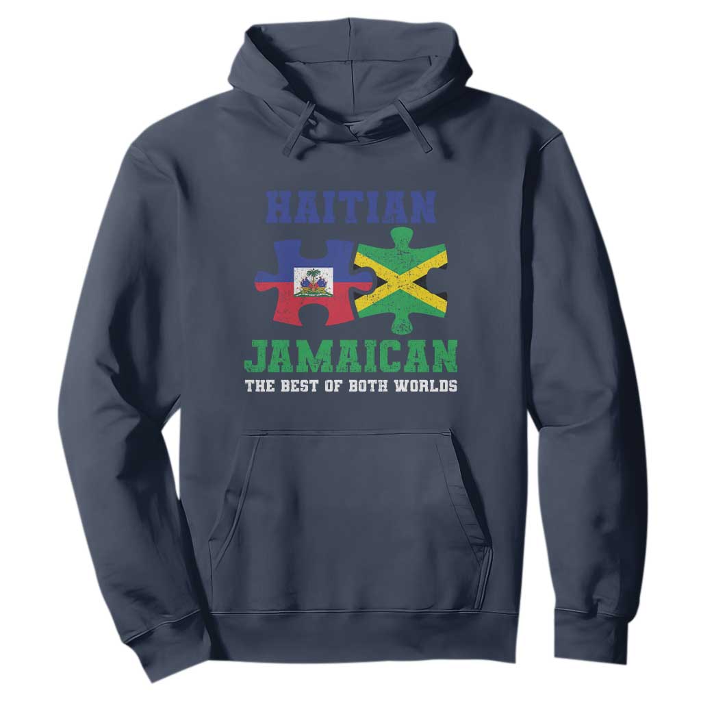 Haitian Jamaican Roots Hoodie Haiti Jamaica Combo Puzzle TS10 Navy Print Your Wear