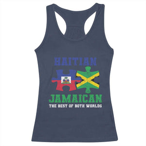 Haitian Jamaican Roots Racerback Tank Top Haiti Jamaica Combo Puzzle TS10 Navy Print Your Wear