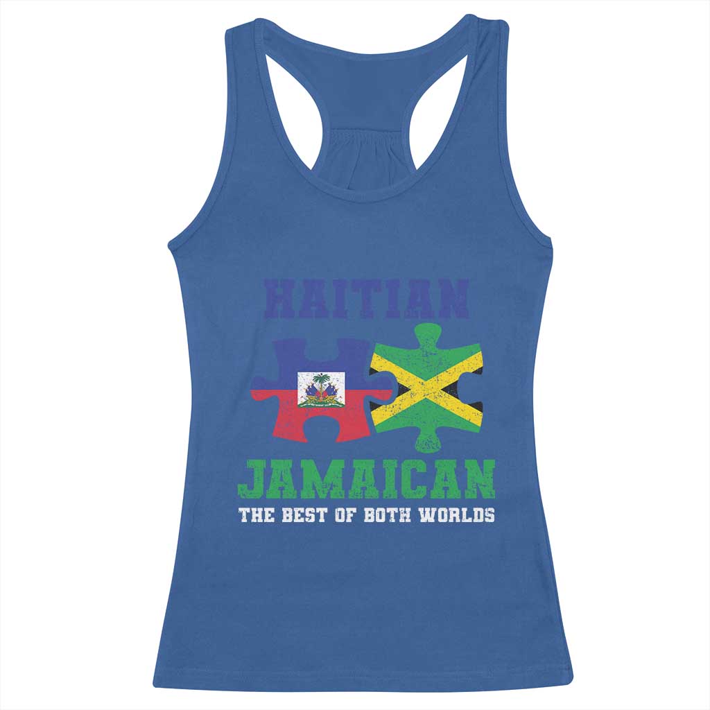Haitian Jamaican Roots Racerback Tank Top Haiti Jamaica Combo Puzzle TS10 Royal Blue Print Your Wear