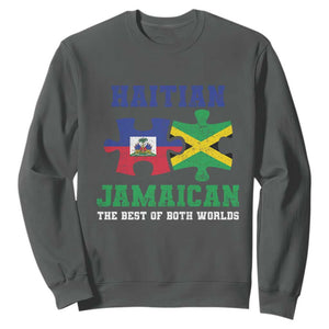 Haitian Jamaican Roots Sweatshirt Haiti Jamaica Combo Puzzle TS10 Dark Heather Print Your Wear