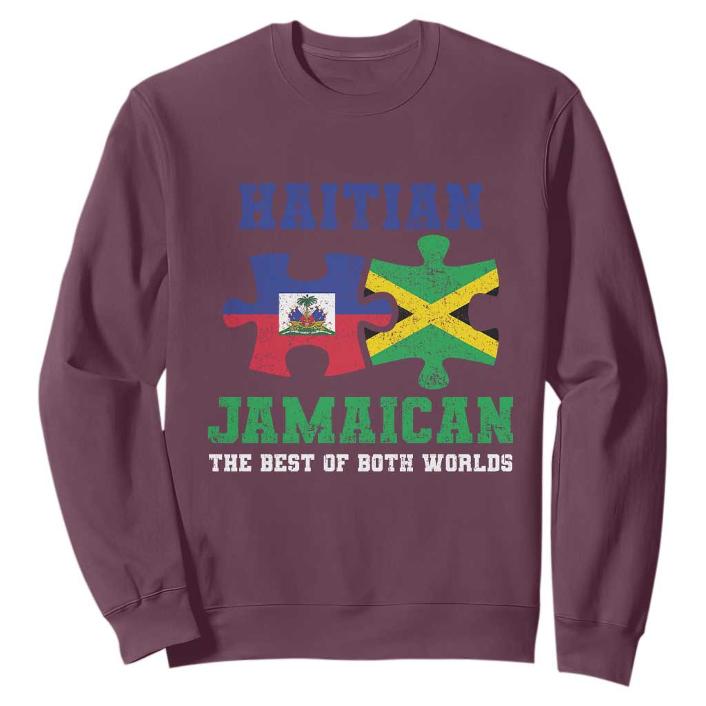 Haitian Jamaican Roots Sweatshirt Haiti Jamaica Combo Puzzle TS10 Maroon Print Your Wear