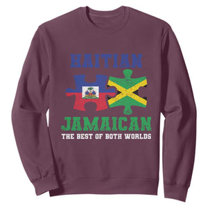Haitian Jamaican Roots Sweatshirt Haiti Jamaica Combo Puzzle TS10 Maroon Print Your Wear
