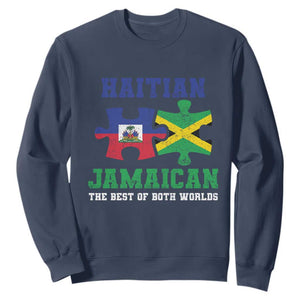 Haitian Jamaican Roots Sweatshirt Haiti Jamaica Combo Puzzle TS10 Navy Print Your Wear