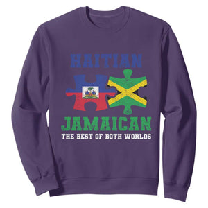 Haitian Jamaican Roots Sweatshirt Haiti Jamaica Combo Puzzle TS10 Purple Print Your Wear