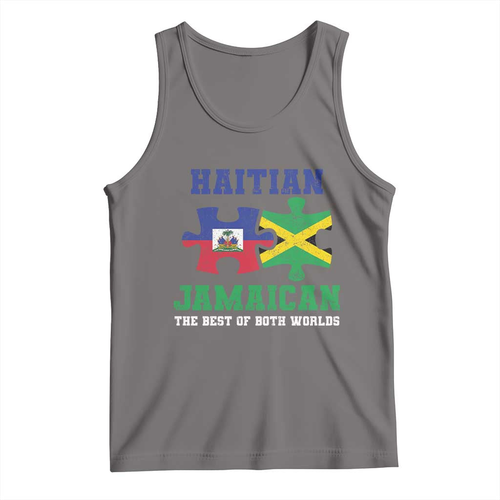 Haitian Jamaican Roots Tank Top Haiti Jamaica Combo Puzzle TS10 Deep Heather Print Your Wear