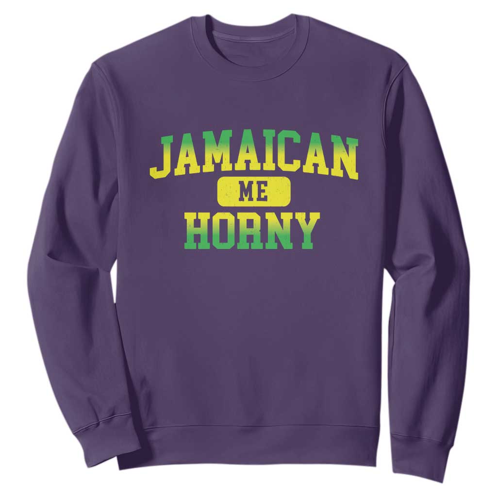 Jamaican Me Horny Sweatshirt Funny Caribbean Party TS10 Purple Print Your Wear