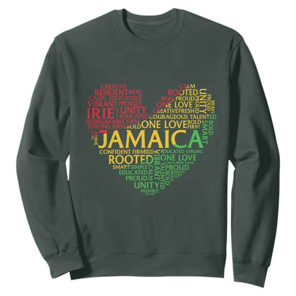 Jamaica Reggae Sweatshirt One Love Rasta Culture TS10 Dark Forest Green Print Your Wear