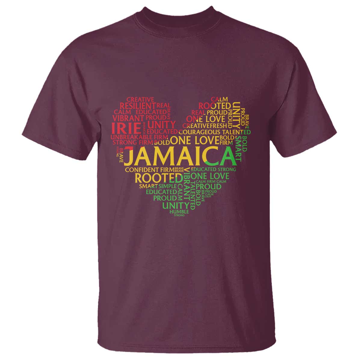 Jamaica Reggae T Shirt One Love Rasta Culture TS10 Maroon Print Your Wear