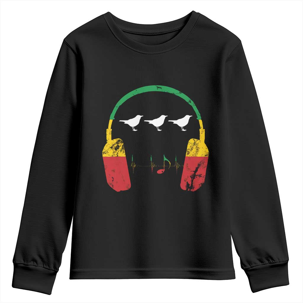 Little Birds Youth Sweatshirt Rastafari Rasta Reggae Music Headphones Jamaican Pride TS10 Black Print Your Wear