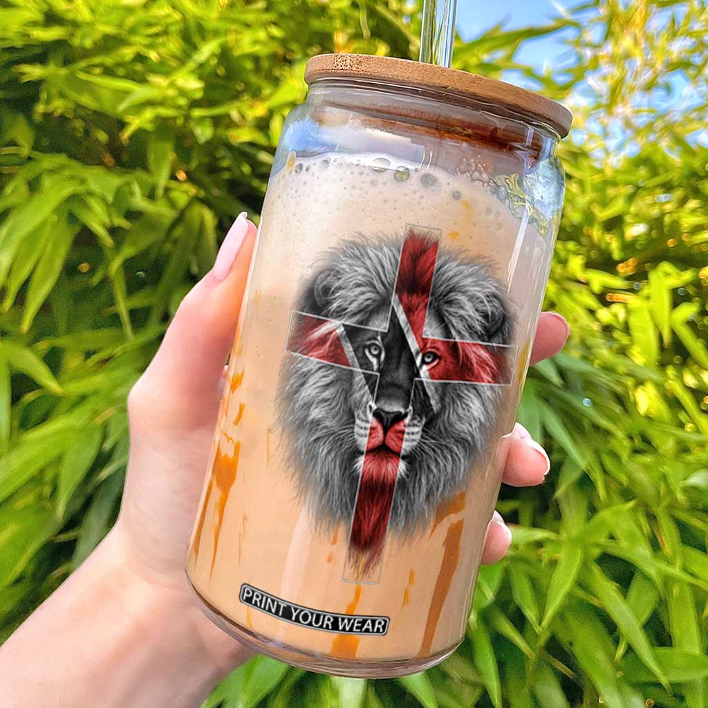 Lion of Judah Cross Trinidadian Flag Glass Can Christian Faith Trini Trinidad And Tobago Pride TS10 Black Print Your Wear