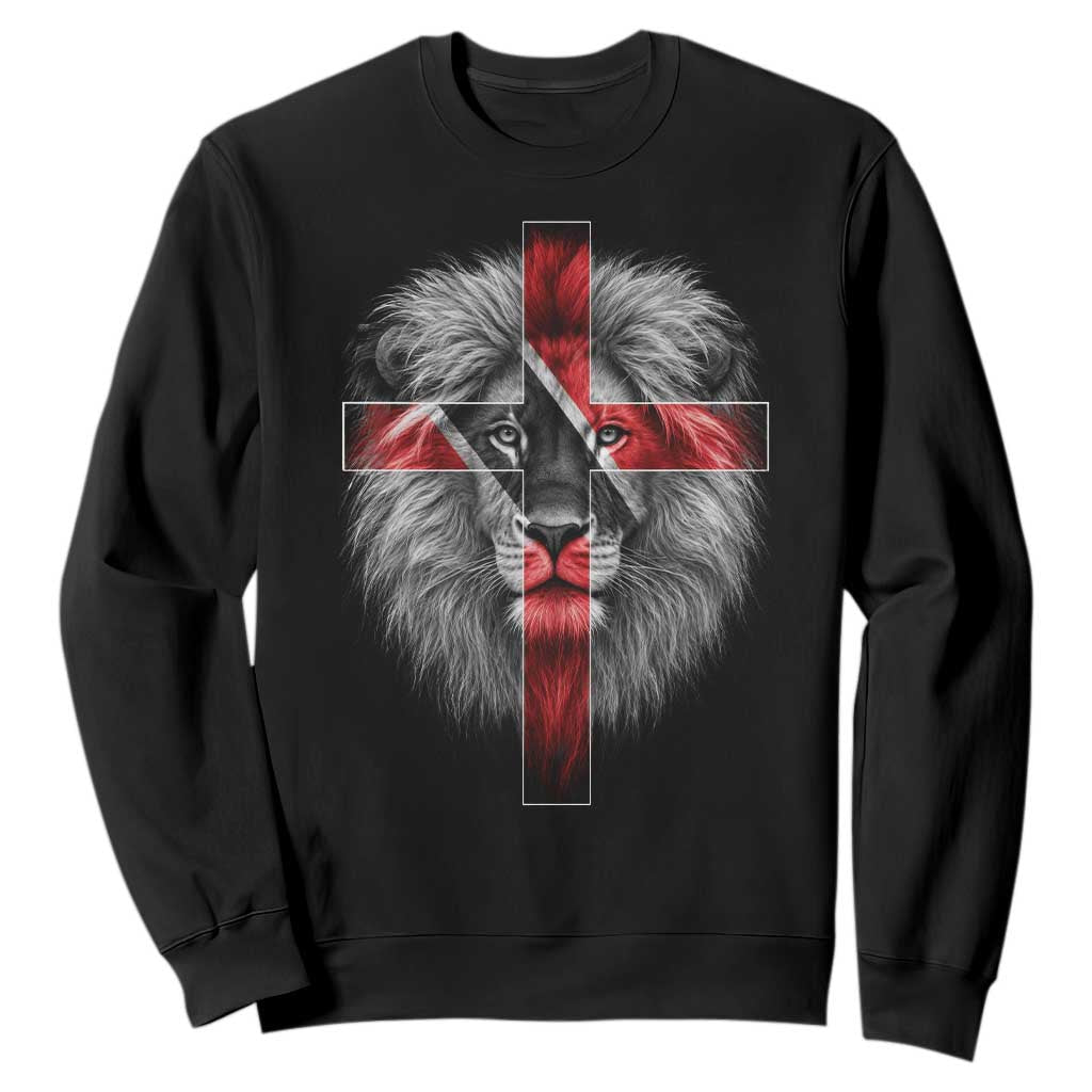 Lion of Judah Cross Trinidadian Flag Sweatshirt Christian Faith Trini Trinidad And Tobago Pride TS10 Black Print Your Wear
