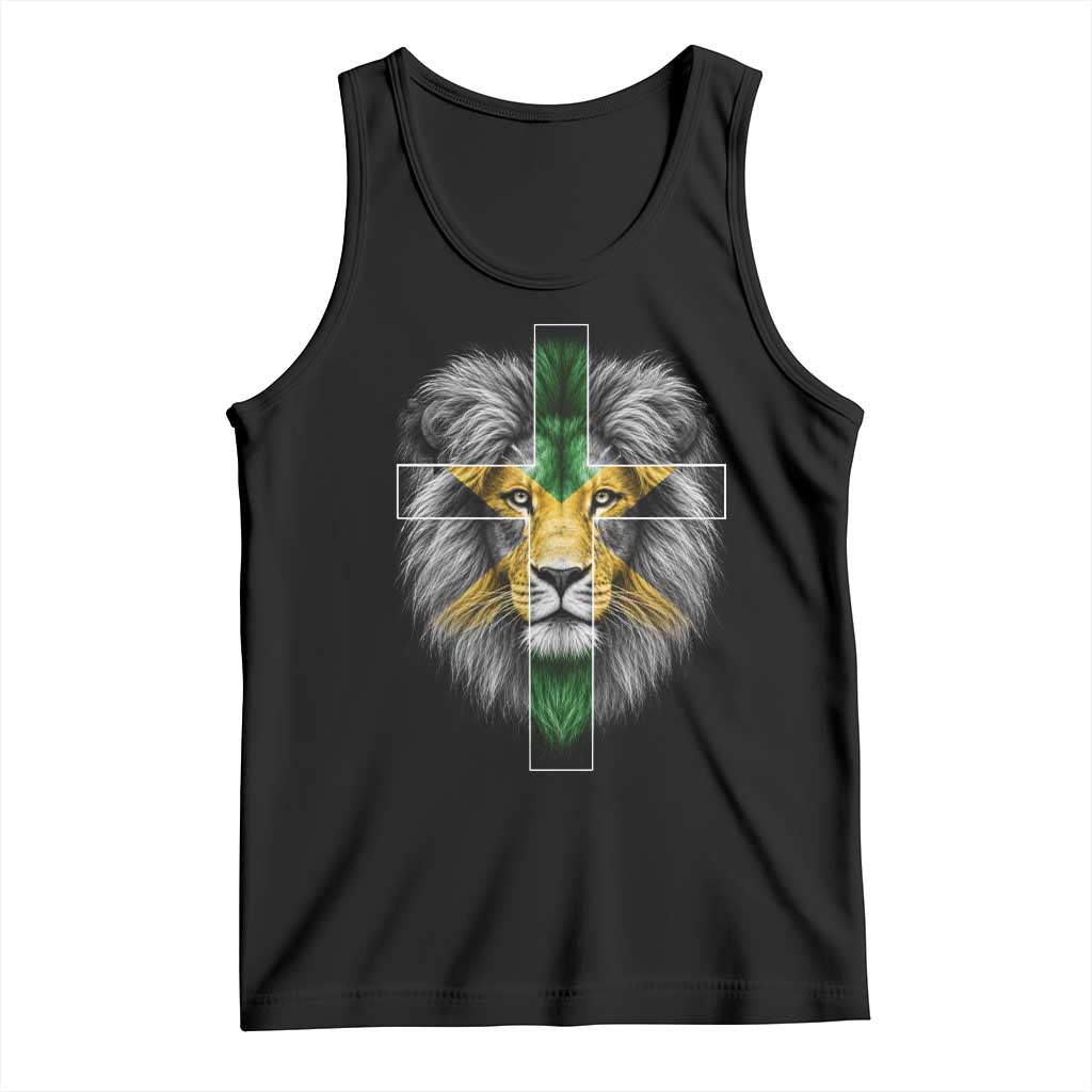 Lion of Judah Cross Jamaica Flag Tank Top Christian Faith Jamaican Pride TS10 Black Print Your Wear