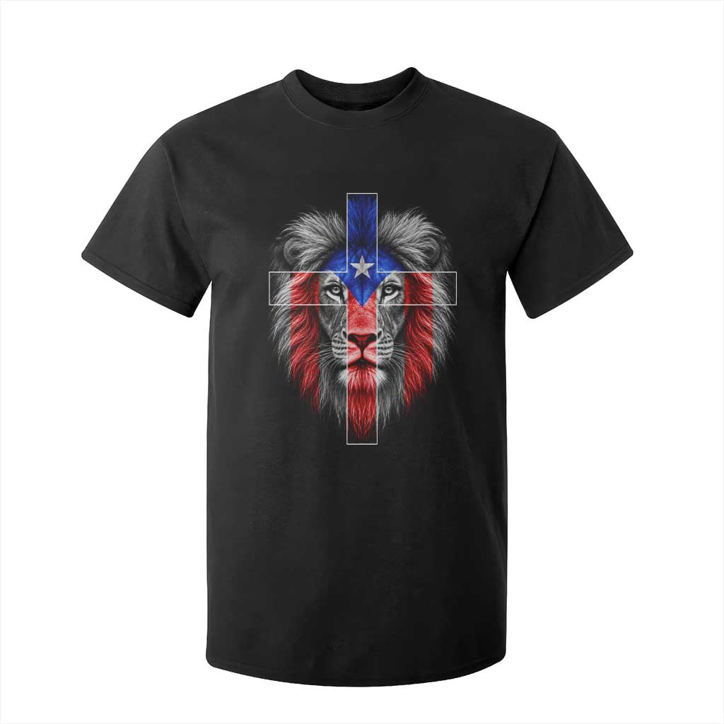 Lion of Judah Cross Puerto Rico Flag T Shirt For Kid Christian Faith Puerto Rican Pride TS10 Black Print Your Wear