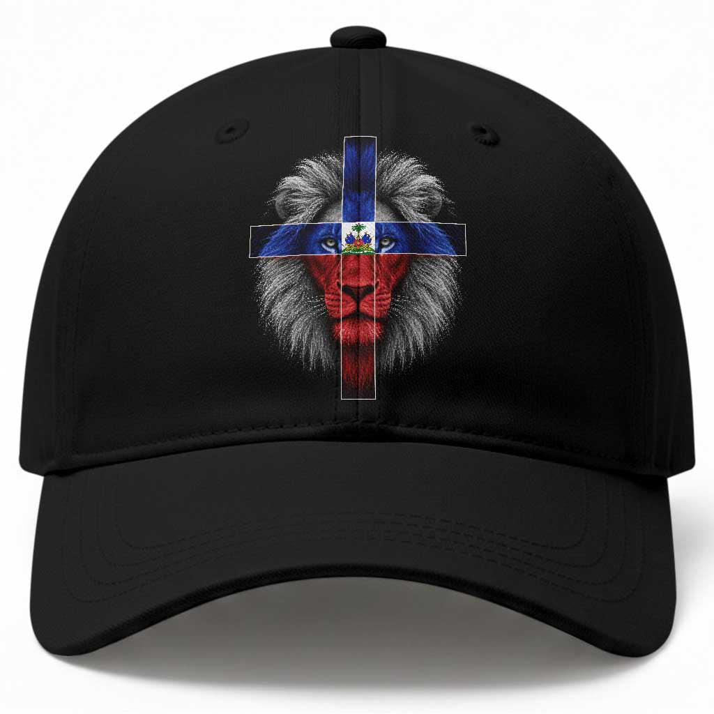 Lion of Judah Cross Haiti Flag Baseball Cap Christian Faith Haitian Pride TS10 Print Your Wear