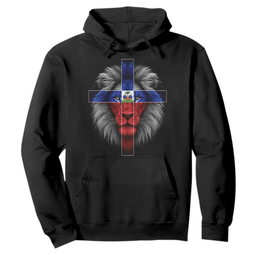 Lion of Judah Cross Haiti Flag Hoodie Christian Faith Haitian Pride TS10 Black Print Your Wear