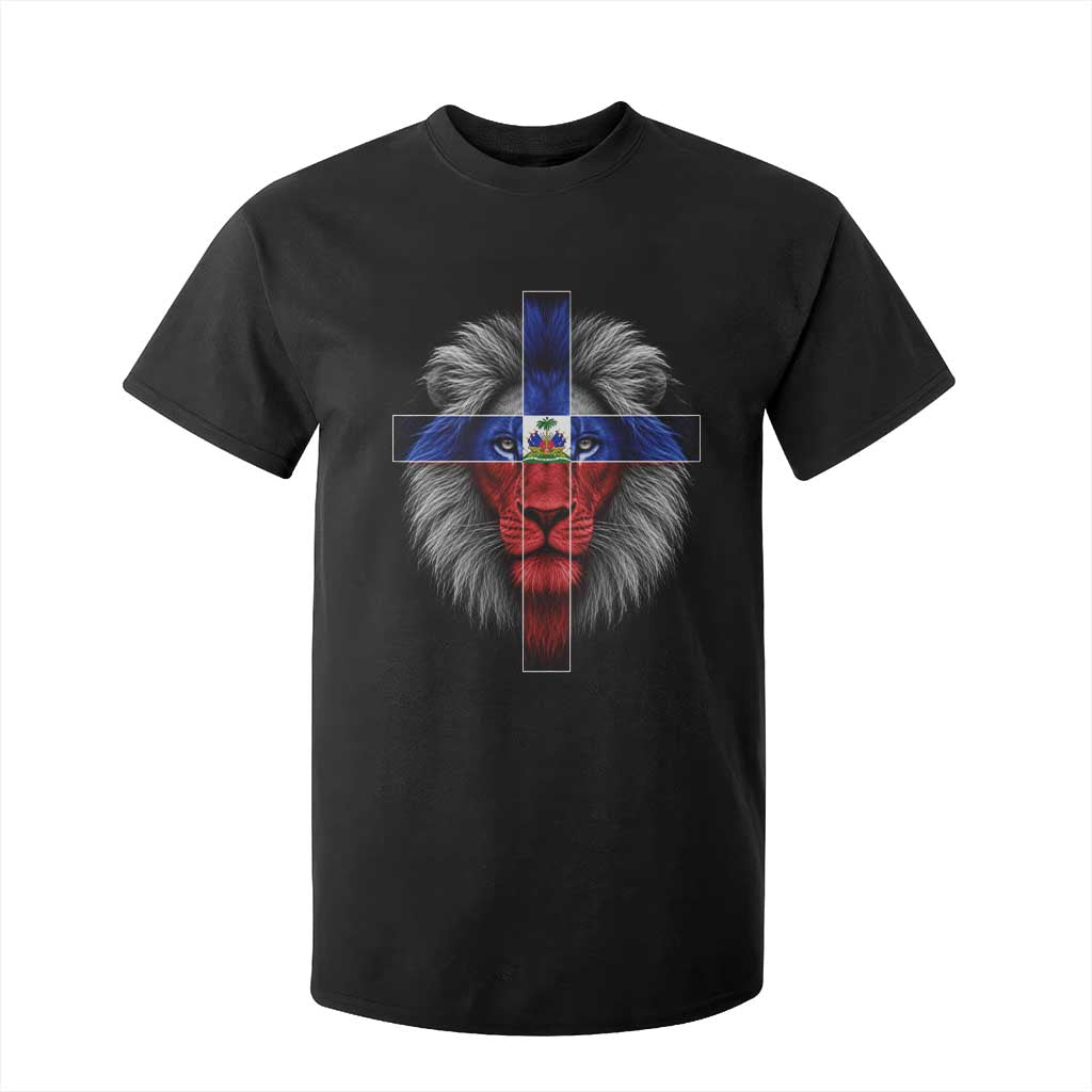 Lion of Judah Cross Haiti Flag T Shirt For Kid Christian Faith Haitian Pride TS10 Black Print Your Wear