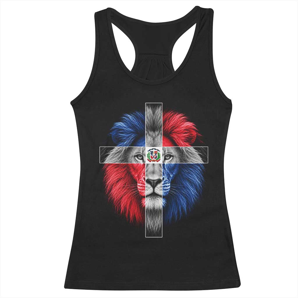 Lion of Judah Cross Dominican Republic Flag Racerback Tank Top Christian Faith Dominican Pride TS10 Black Print Your Wear