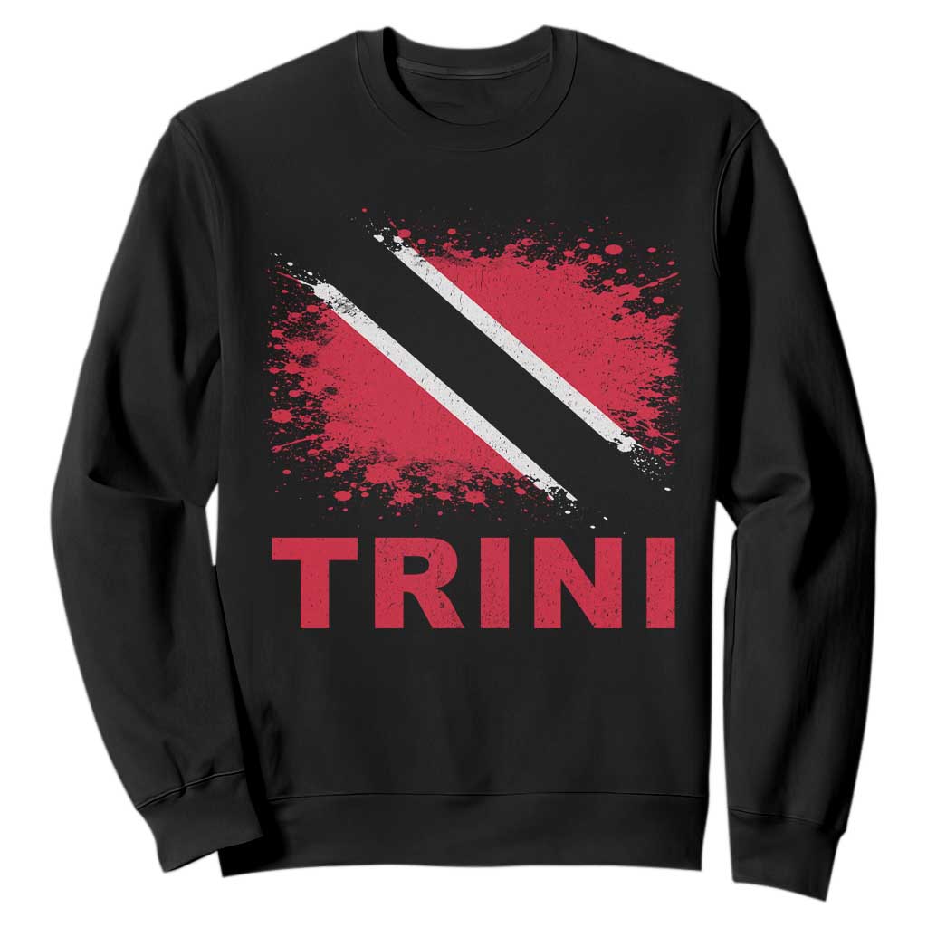 Retro Vintage Trini Sweatshirt Watercolors Sport Trinidad and Tobago Flag TS10 Black Print Your Wear