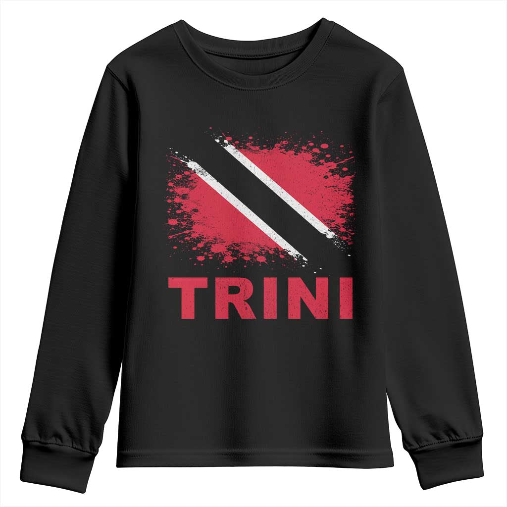 Retro Vintage Trini Youth Sweatshirt Watercolors Sport Trinidad and Tobago Flag TS10 Black Print Your Wear