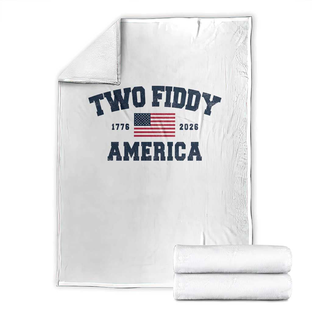 Two Fiddy USA 250th Anniversary Throw Blanket United States Flag July 4th 2026 1776 Patriotic Humor TS10 White Print Your Wear