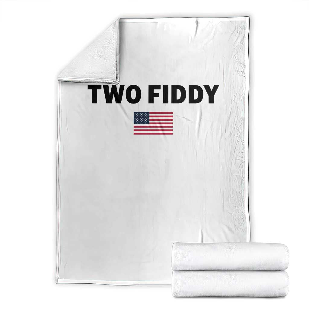 Two Fiddy American Flag Throw Blanket Funny 250th America Celebration Patriotic Graphic TS10 White Print Your Wear