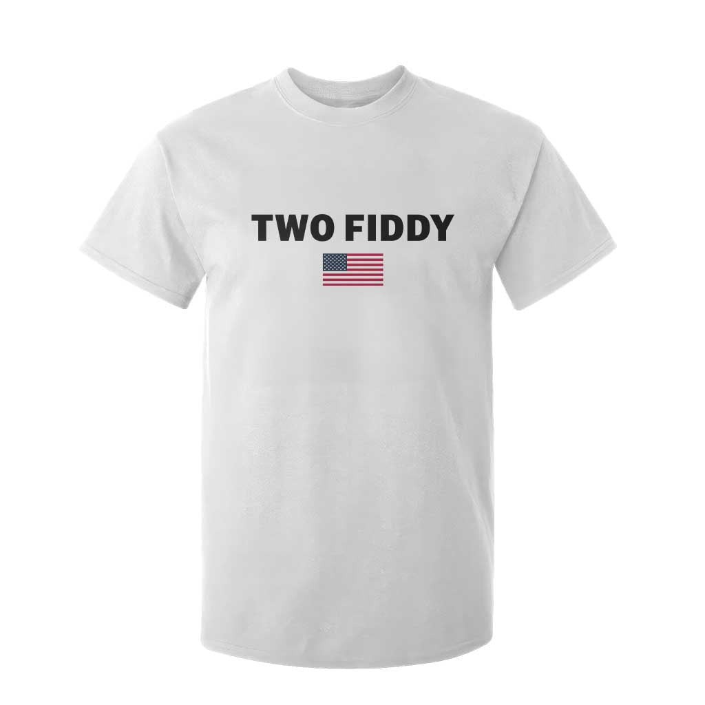 Two Fiddy American Flag T Shirt For Kid Funny 250th America Celebration Patriotic Graphic TS10 White Print Your Wear
