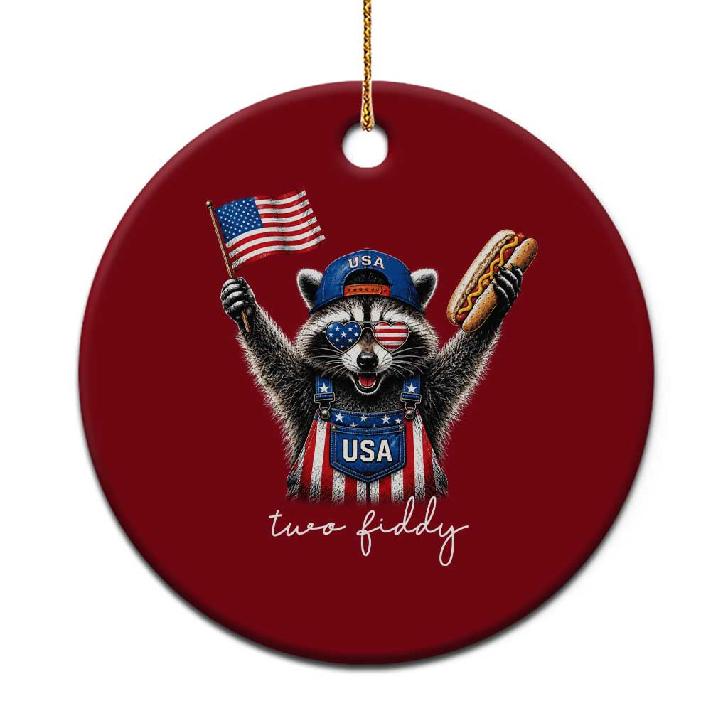 Funny Two Fiddy Raccoon Patriotic Ceramic Ornament USA Flag Hot Dog Fourth of July USA 250th Anniversary TS10 1pc Red Print Your Wear