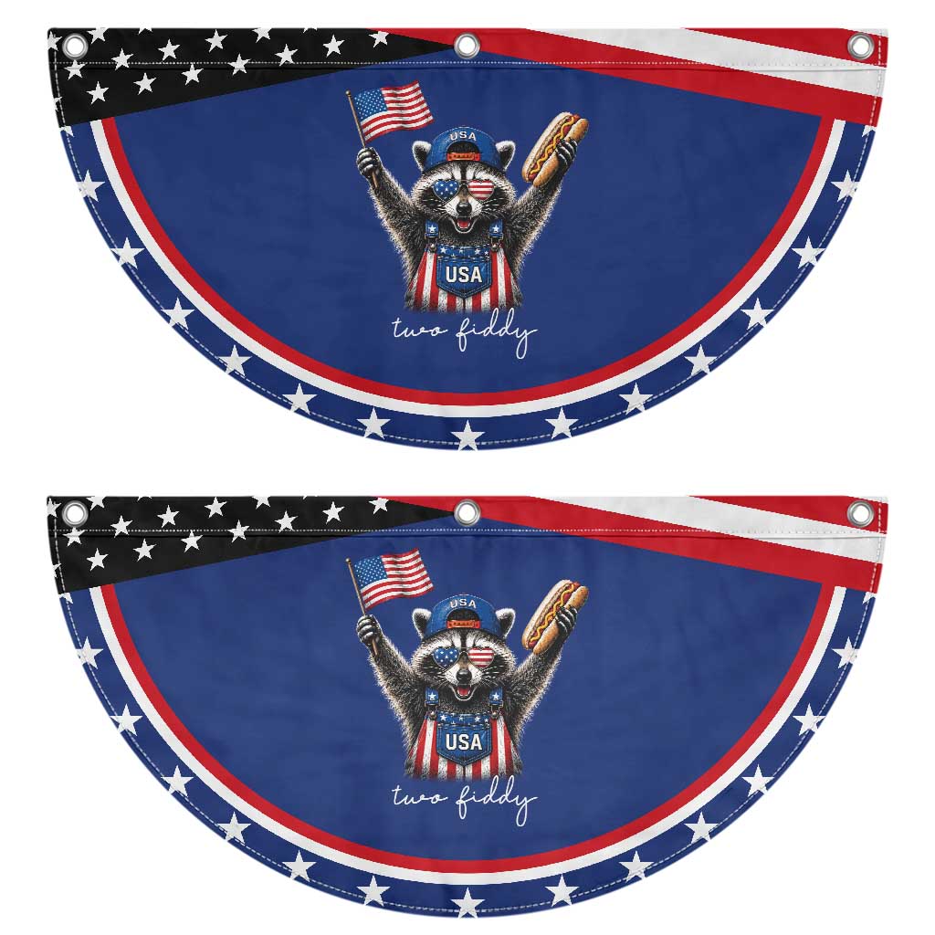 Funny Two Fiddy Raccoon Patriotic Patriotic Fan Flag USA Flag Hot Dog Fourth of July USA 250th Anniversary