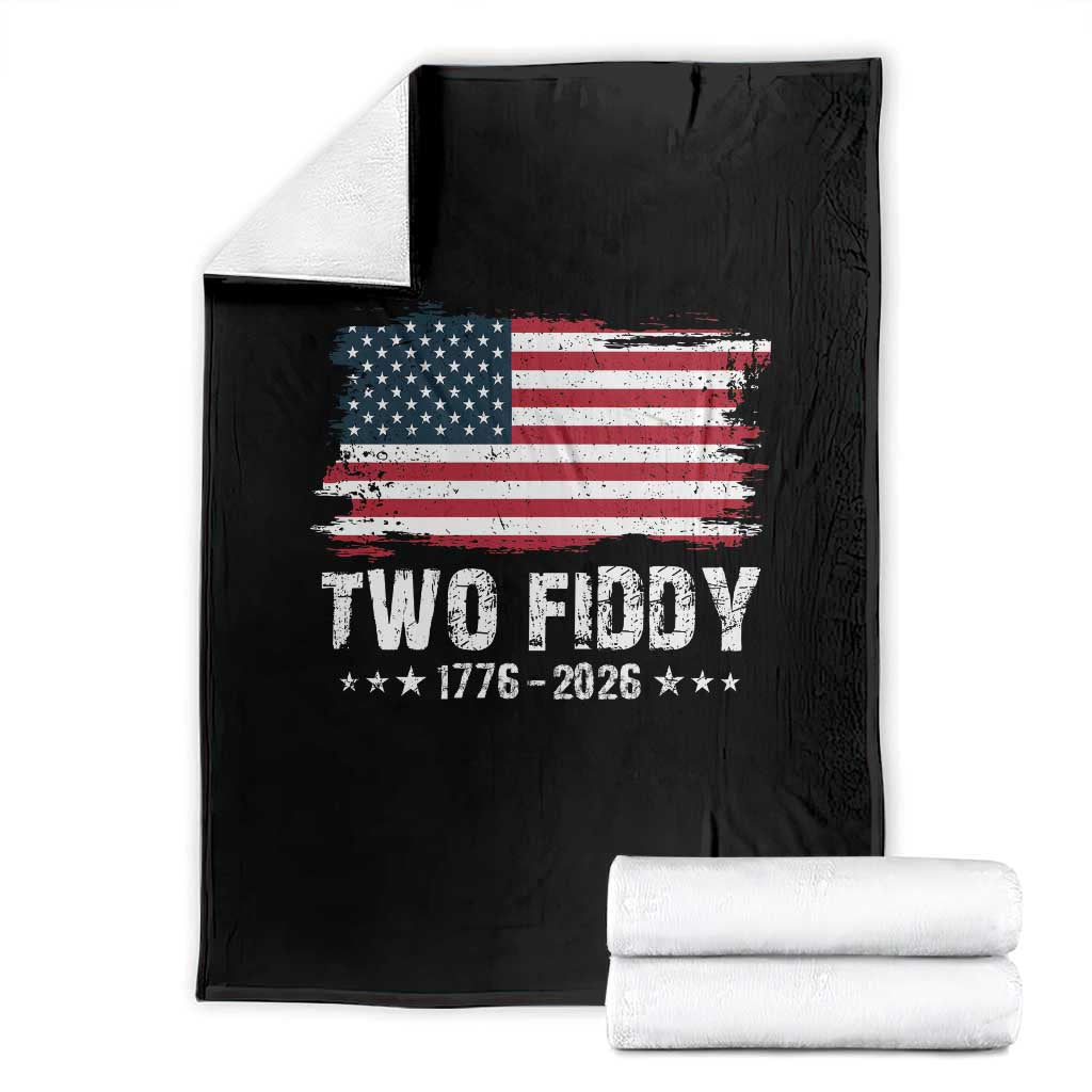 Two Fiddy USA 250th Anniversary Throw Blanket Vintage American Flag Patriotic Humor TS10 Black Print Your Wear