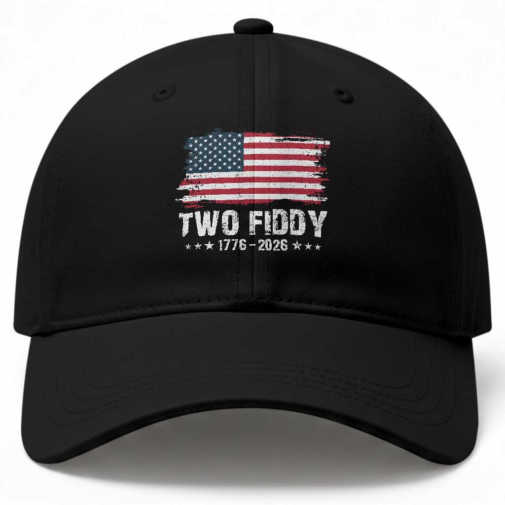 Two Fiddy USA 250th Anniversary Baseball Cap Vintage American Flag Patriotic Humor TS10 Print Your Wear