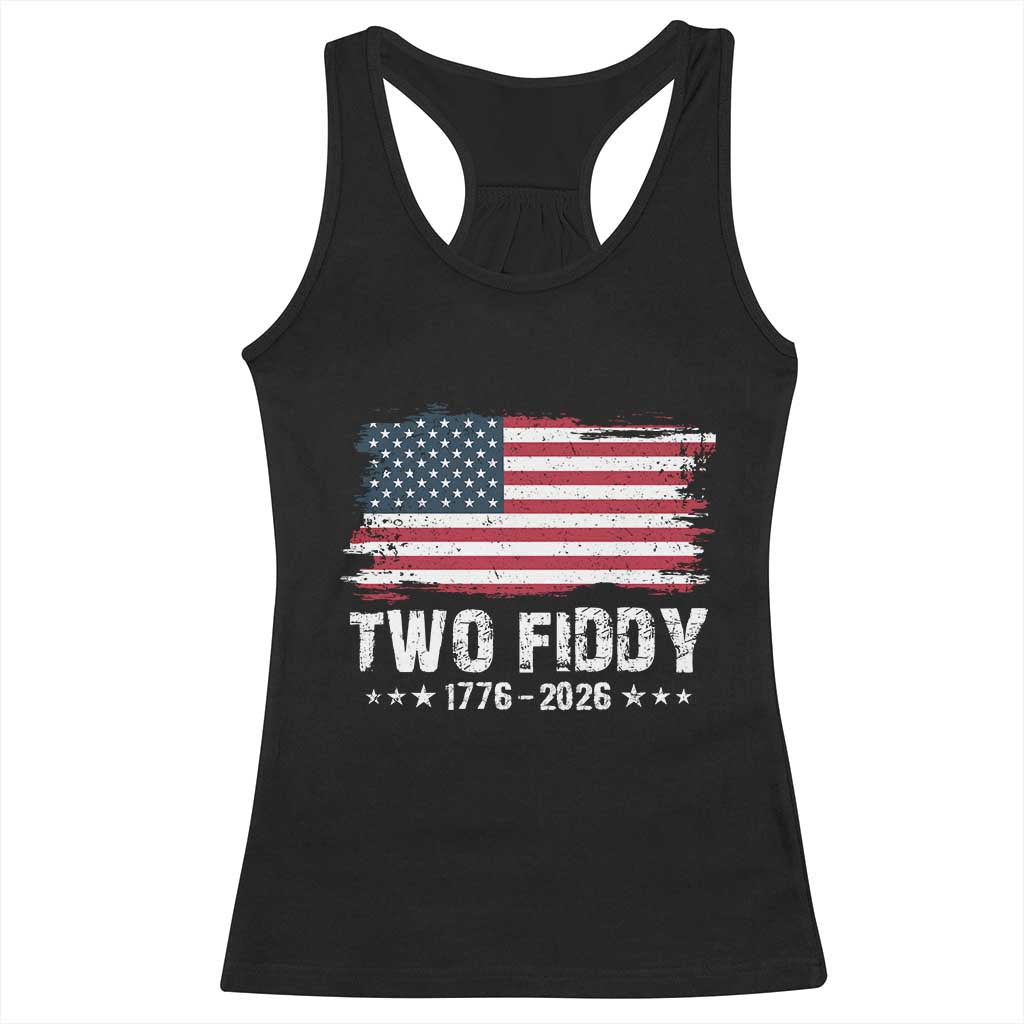 Two Fiddy USA 250th Anniversary Racerback Tank Top Vintage American Flag Patriotic Humor TS10 Black Print Your Wear