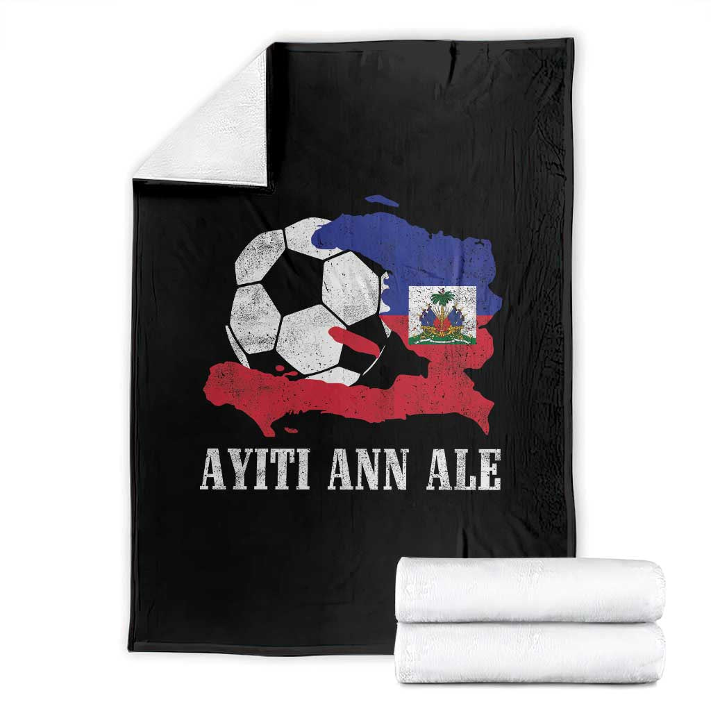 Ayiti Ann Ale Haiti Soccer Throw Blanket Haitian Football Fan Pride Flag Graphic Caribbean Sports TS10 Black Print Your Wear