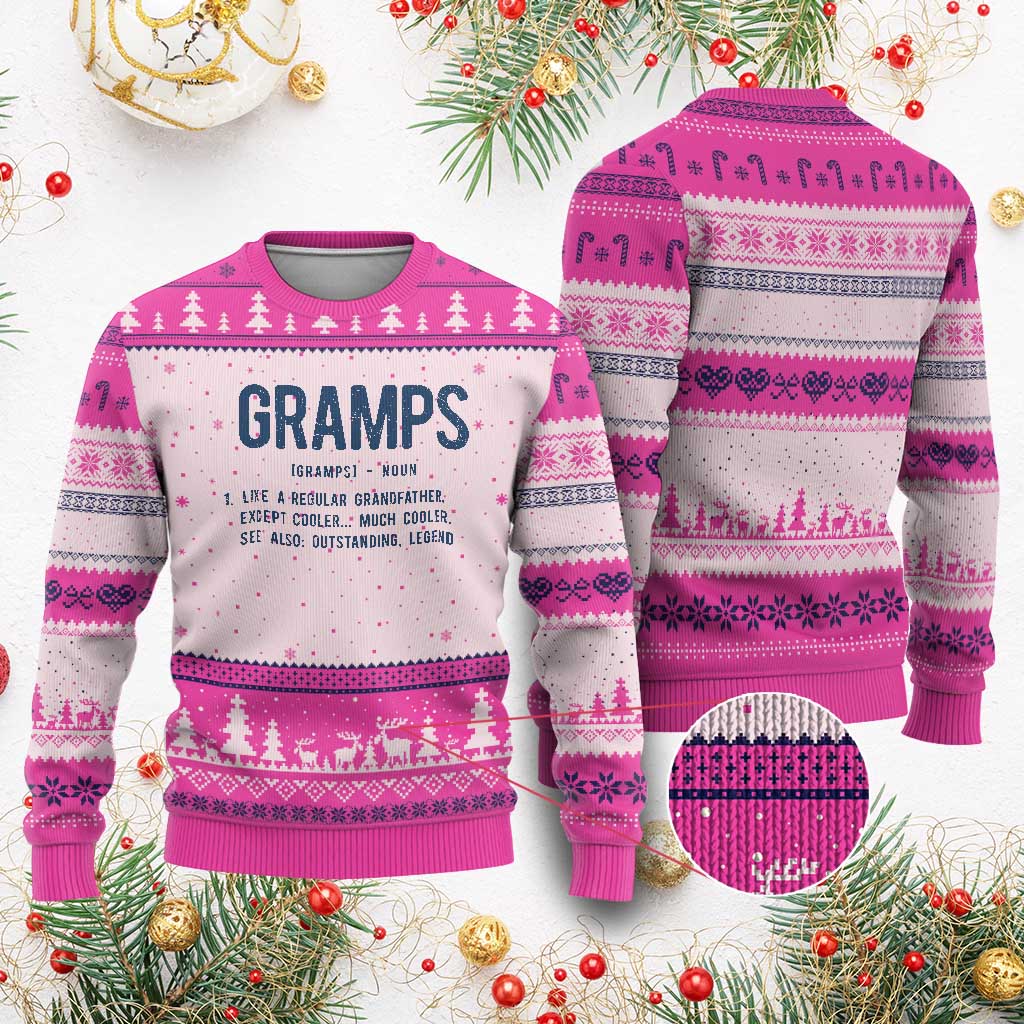 Grandpa Gift For Gramps Ugly Christmas Sweater Fathers Day Birthday Gift Idea TS10 Hot Pink Print Your Wear