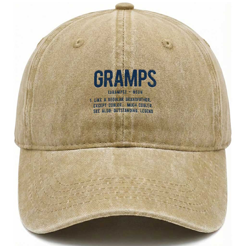 Grandpa Gift For Gramps Washed Cotton Baseball Cap Fathers Day Birthday Gift Idea TS10 Print Your Wear