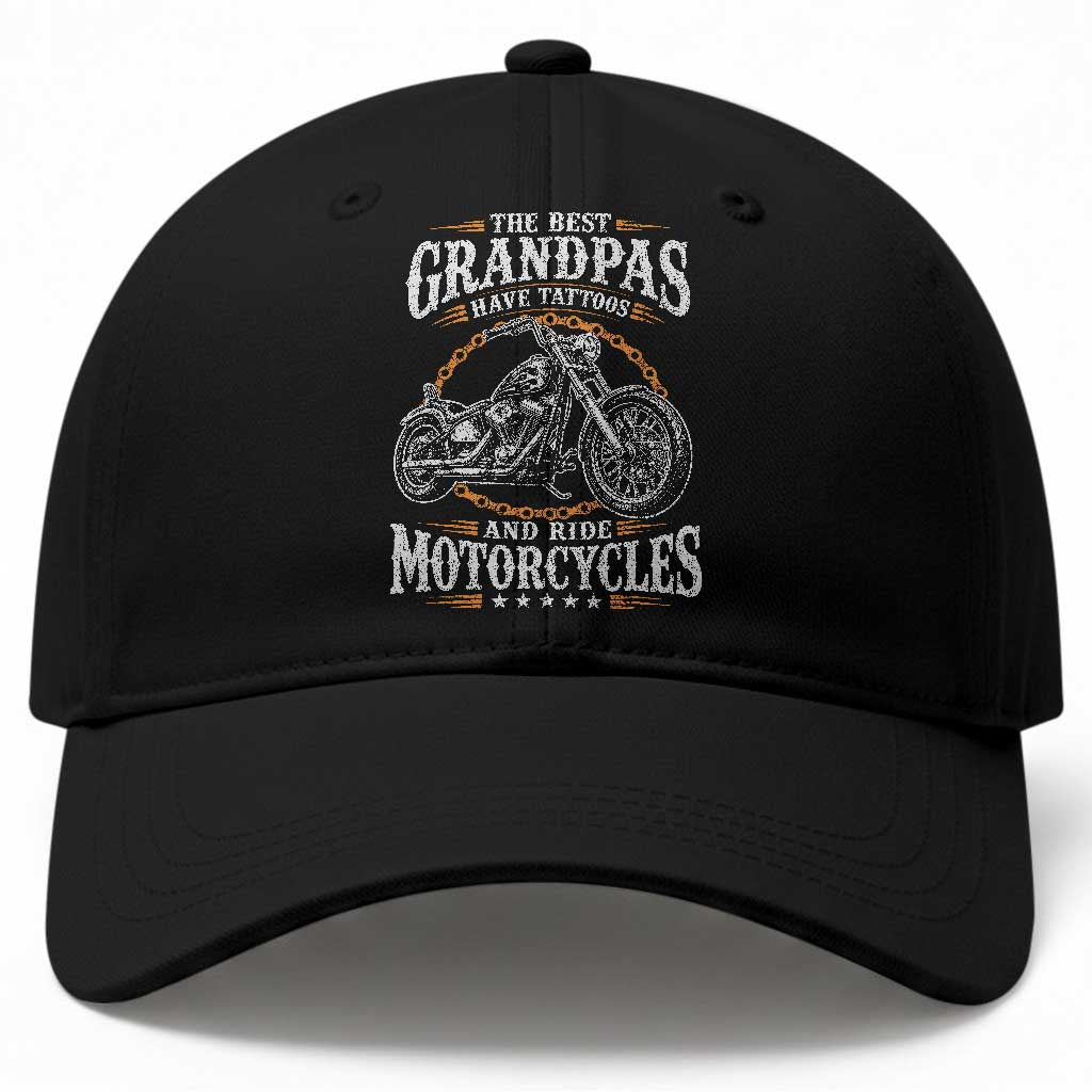 Biker Grandpa Best Grandpas Have Tattoos and Ride Motorcycles Baseball Cap TS10 Print Your Wear