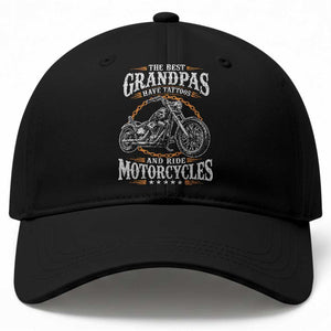 Biker Grandpa Best Grandpas Have Tattoos and Ride Motorcycles Baseball Cap TS10 Print Your Wear